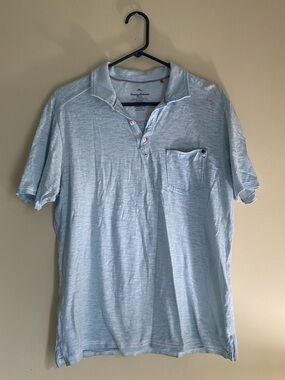 Tommy Bahama Pale Blue Men's Short-Sleeve Polo with Chest Pocket